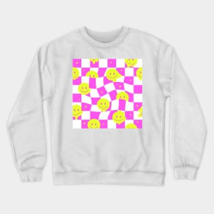 Checkered smiley pink Crewneck Sweatshirt